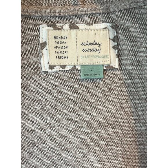 Anthropologie Gray Open Front Cardigan Sweater L - Picture 5 of 8